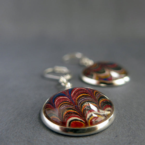 Antique Marbled End Paper Earrings