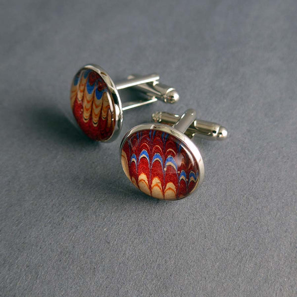Antique Marbled End Paper Cuff Links