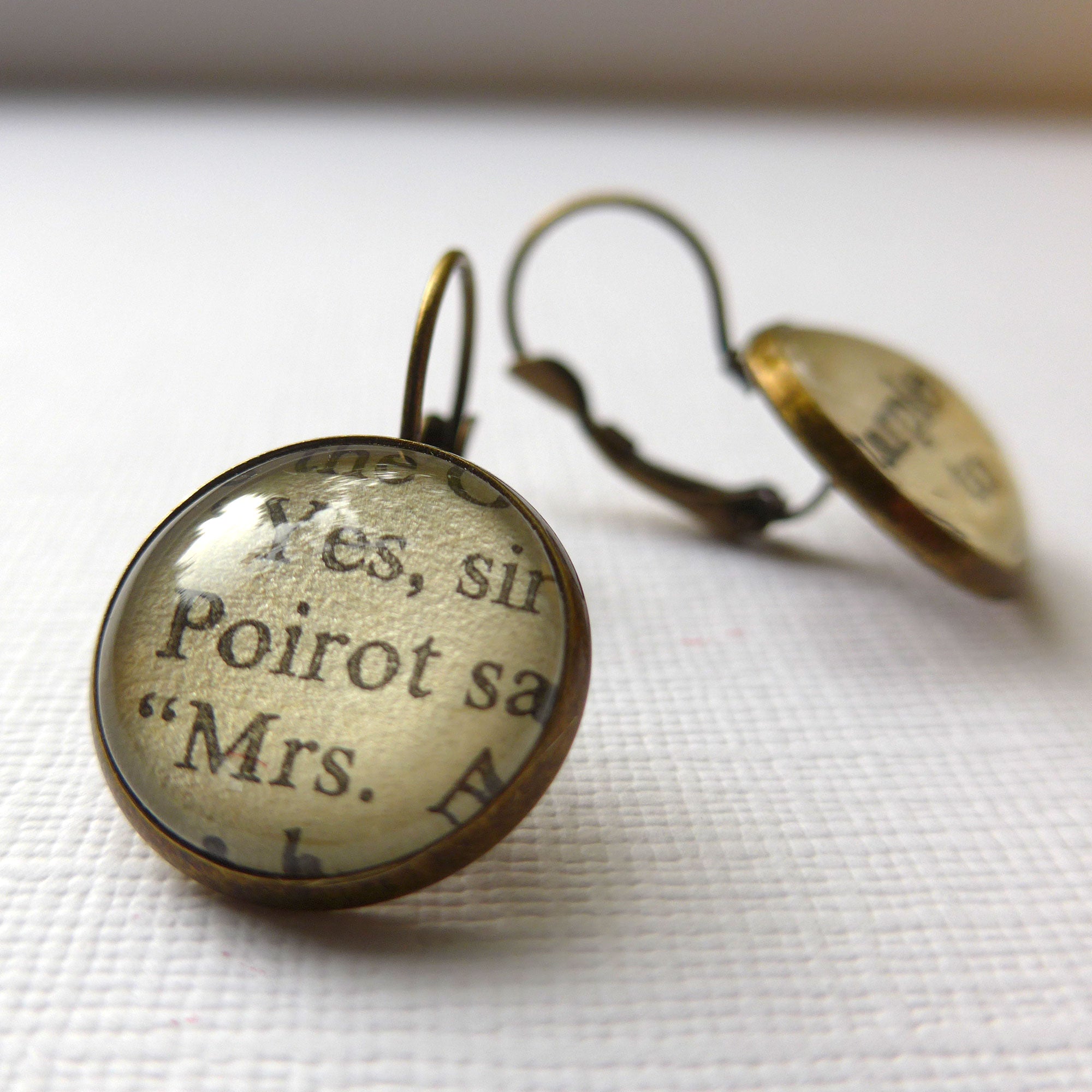Hercule Poirot Book Paper Earrings
