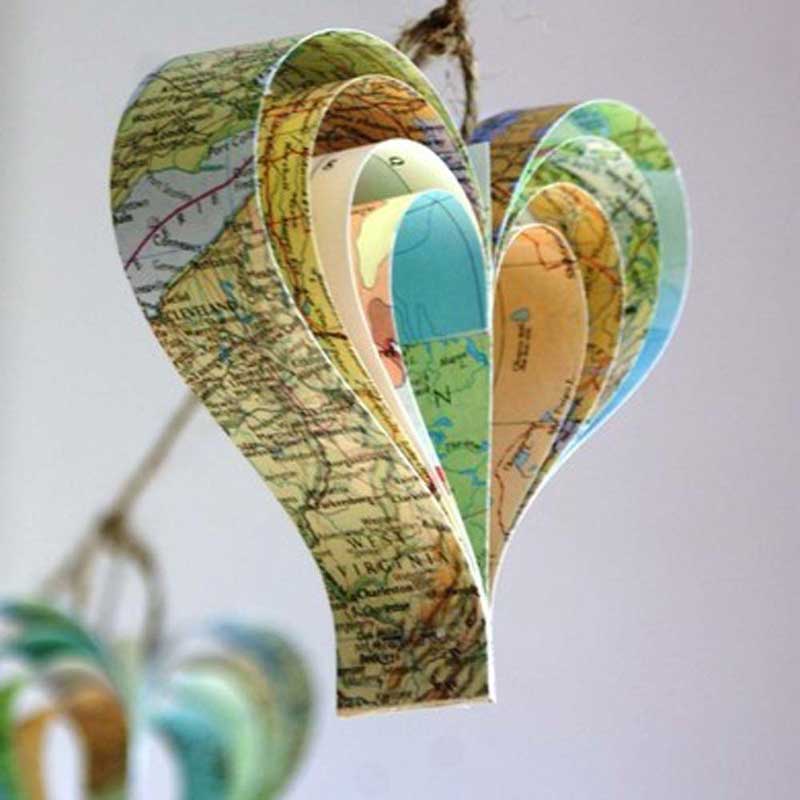 Upcycled paper heart garland