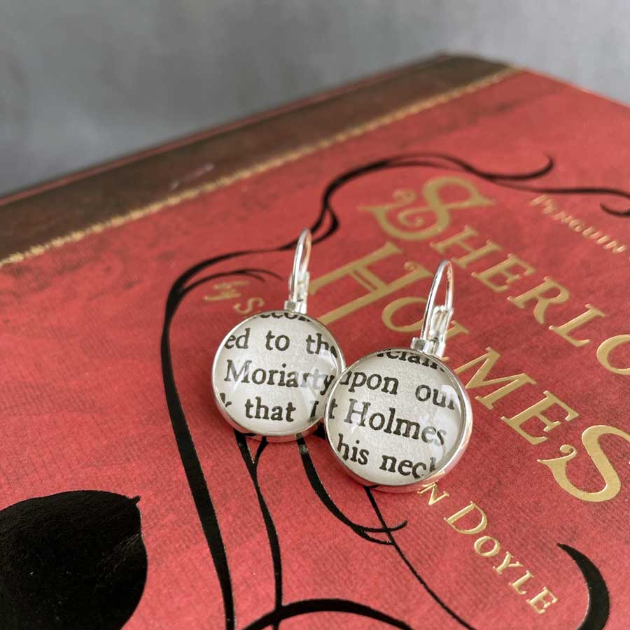 Sherlock Holmes and Moriarty Book Earrings