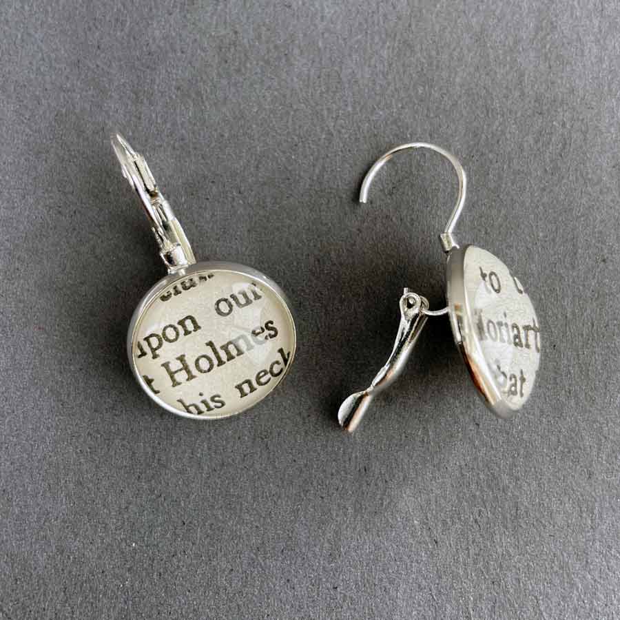 Sherlock Holmes and Moriarty Book Earrings