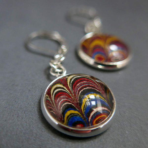 Antique Marbled End Paper Earrings